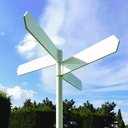 Standard White Finger Posts with 4 Arrow Shaped Panels
